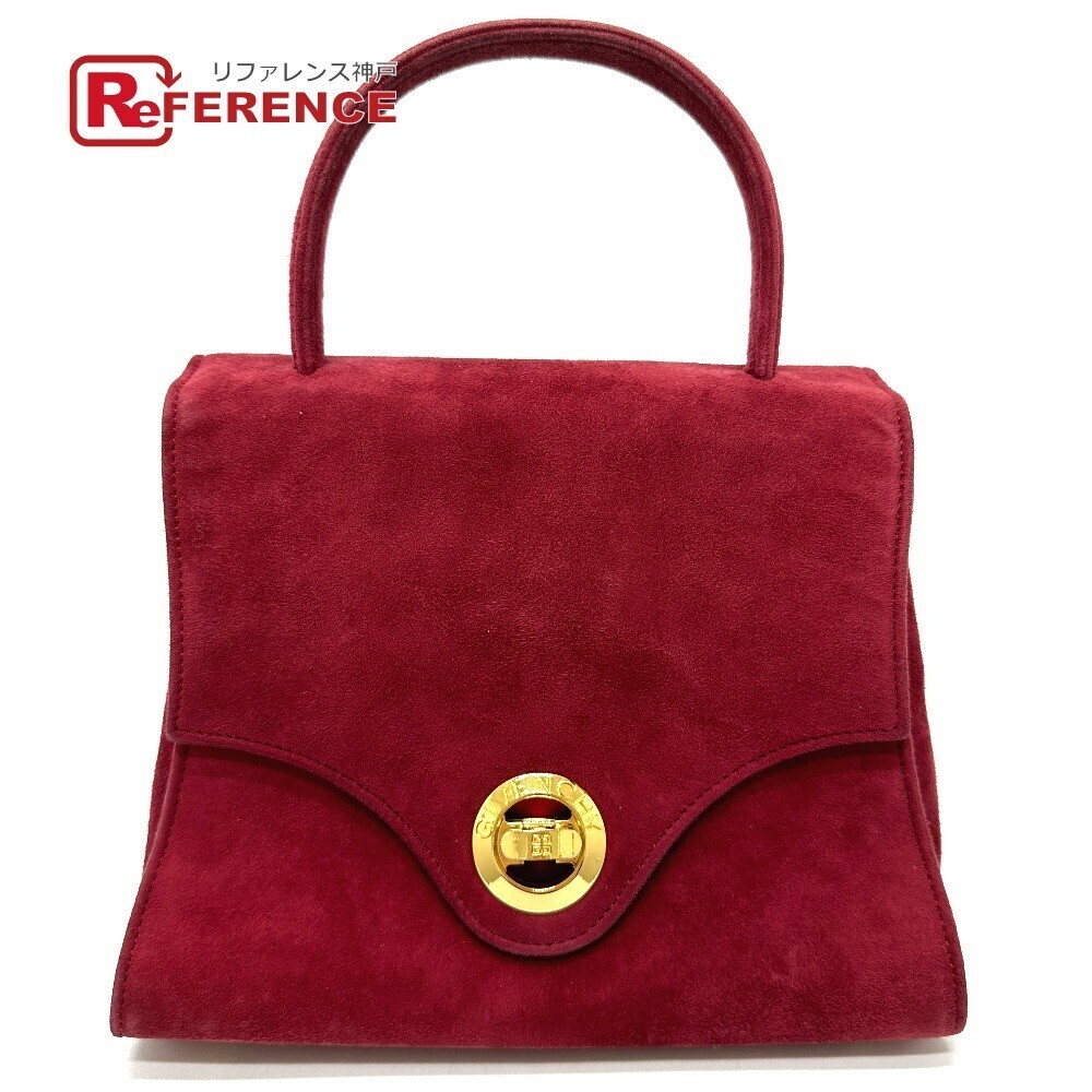GIVENCHY logo handbag red suede
